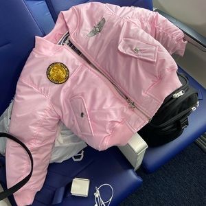 Pink Aviator Bomber Jacket